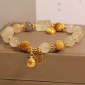 Doro朵兰 「水晶手串」金发晶月光石手链女吞金兽钛晶黄发晶礼物