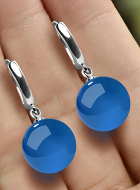 Doro朵兰の复古轻奢耳坠耳扣2025年新款时尚高级感玉石蓝色耳环女