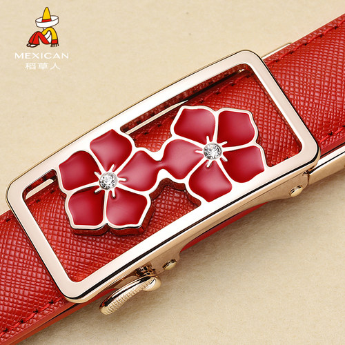 稻草人蝴蝶扣百搭时尚休闲皮带