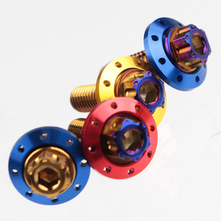 不锈钢304内外六角螺丝垫片M6 电摩龙头螺丝 20mm金色烧钛本色改装