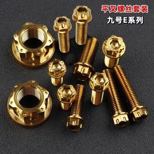九号E系列原装 304不锈钢金色烧钛银色平叉左右一套 平叉螺丝套装