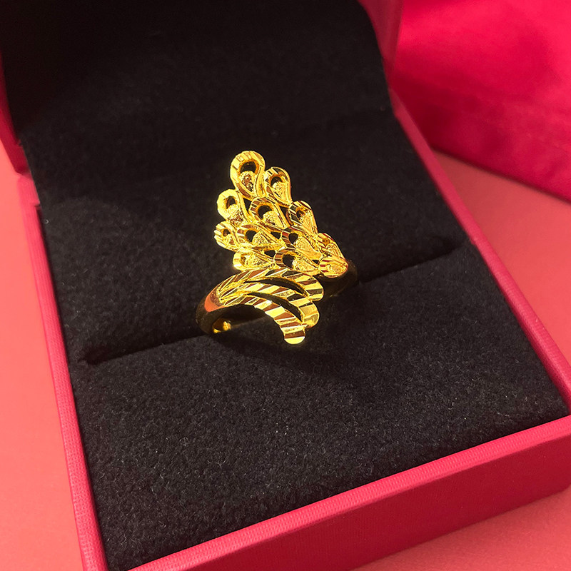 仿真黄金色戒指结婚假三金沙金图片