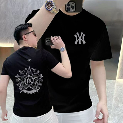 纯棉夏季美式新款潮牌修身休闲男士短袖T恤百搭圆领半袖潮流上衣