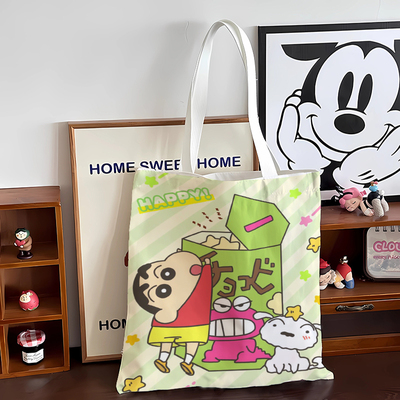 可爱蜡笔小新拉链帆布单肩包上班通勤饭盒袋学生练习册资料文件袋