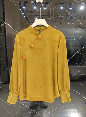 2026春季新款时尚气质休闲宽松立领长袖衬衫女上衣潮07210