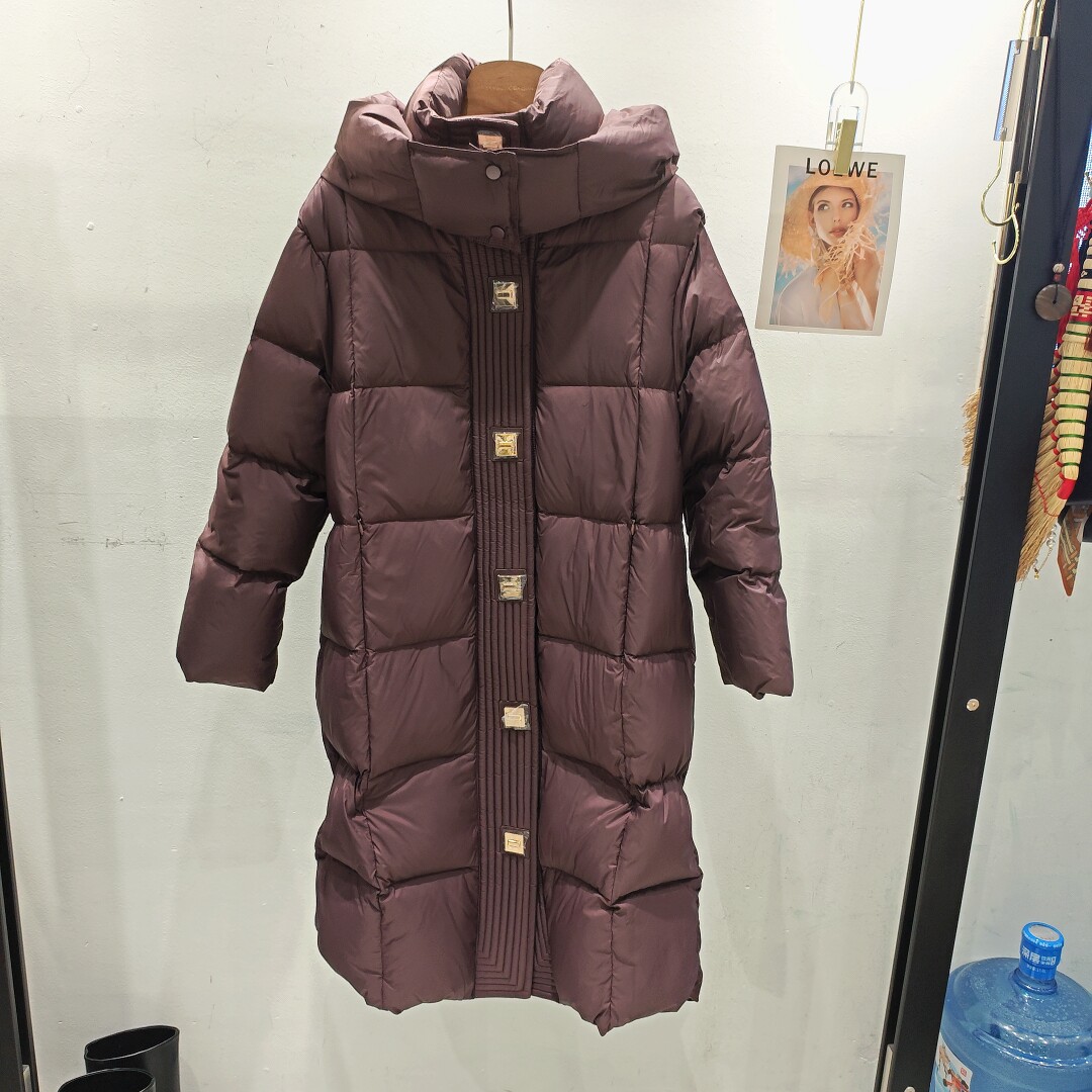 2025冬季新款时尚气质修身显瘦大码连帽中长款白鸭绒羽绒服女