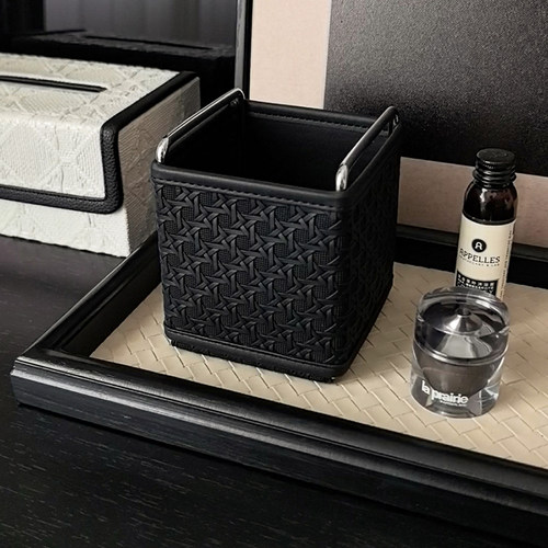 态生活化妆品刷皮质收纳桶