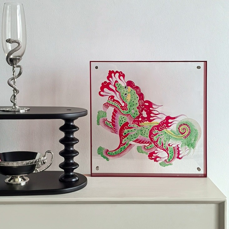 态生活国潮手工麒麟皮影装饰画非遗文化摆台客厅软装摆件乔迁礼物