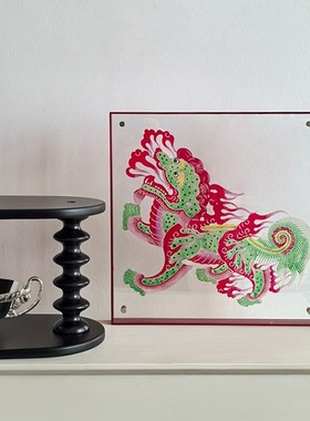 态生活国潮手工麒麟皮影装饰画非遗文化摆台客厅软装摆件乔迁礼物