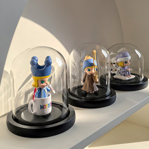 态生活ins风盲盒手办玻璃罩收纳盒摆件防尘EVA防脱落卡扣底展示盒