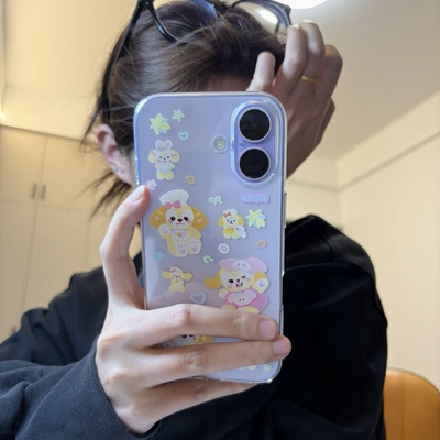 适用iphone17手机壳新款卡通苹果17pro高级感软壳ip17保护套16pro个性15/14防摔17pormax趣味可爱小熊插画