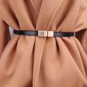 真皮腰带女装 饰西装 连衣裙免打孔腰封毛衣金属光板扣调节大衣腰带