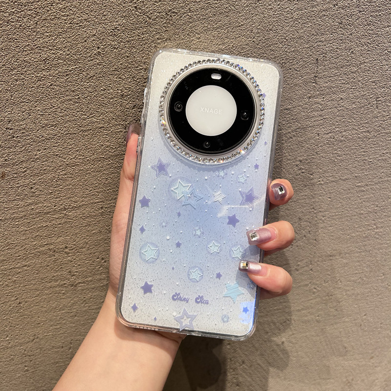 适用iPhone12promax闪钻IMD手机壳华为mate60小清新闪粉步步高y300女大孔水钻摄像头RENO14PRO保护套