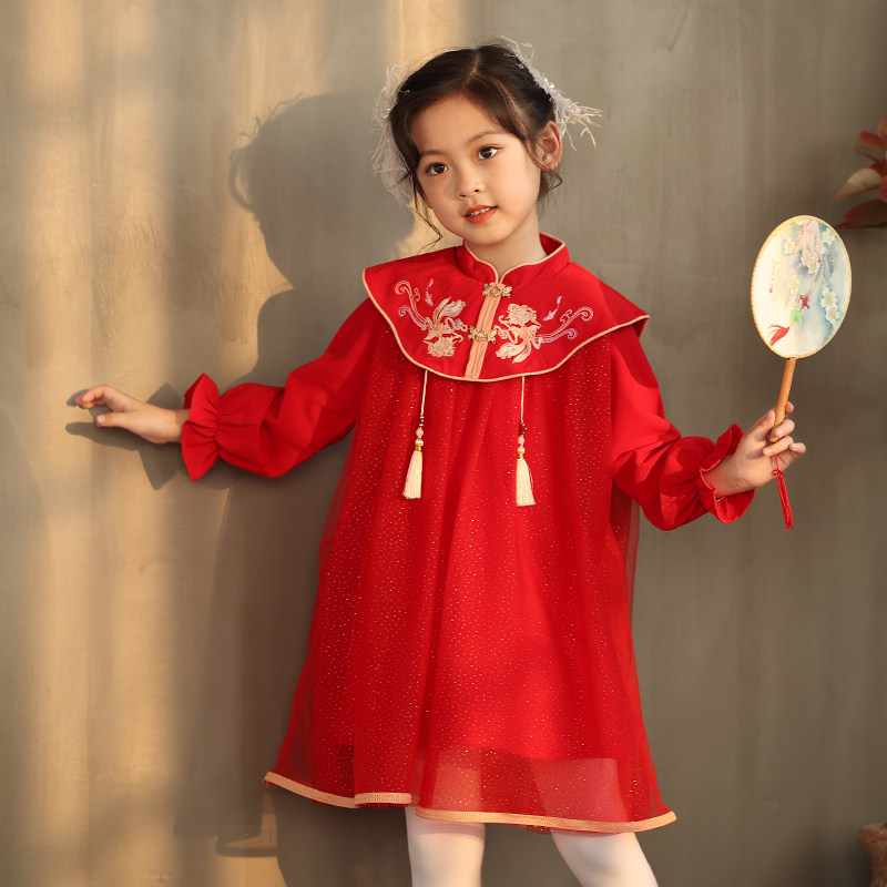 女童汉服连衣裙2025秋季新款中国风金鱼刺绣儿童云肩网纱汉服裙子,童装/婴儿装/亲子装,连衣裙,淘宝优惠券,粉丝福利购,淘宝优惠卷