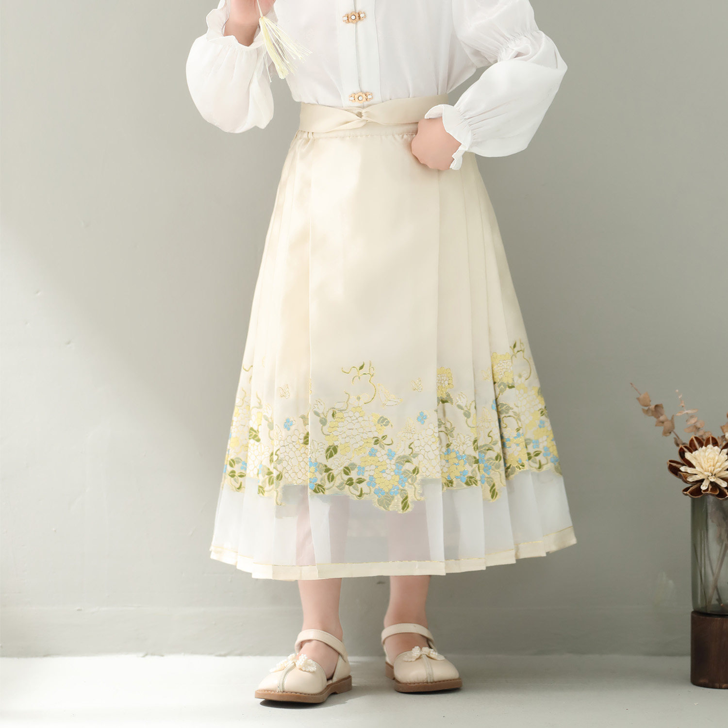 中大童女装一米二三四五六年级七八九十岁小孩夏衣汉服半身马面裙