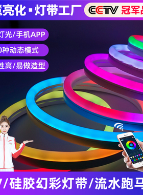 led霓虹灯带12V户外防水幻彩可编程WS2811全彩跑马流水KTV灯条