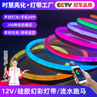 led霓虹灯带12V户外防水幻彩可编程WS2811全彩跑马流水KTV灯条