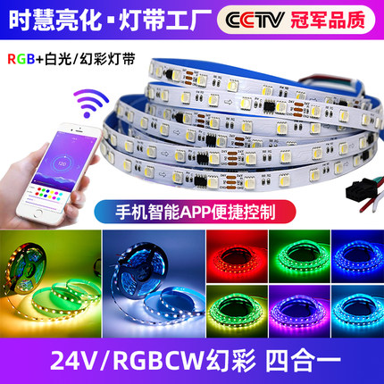 LED全彩RGBW四合一智能蓝牙APP控5050贴片24V可编程白色幻彩灯带