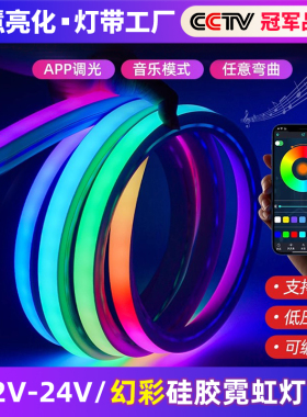 12v幻彩硅胶跑马ktv酒吧led灯带家庭影院声控动感应霓虹氛围灯条