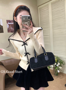 GS.GOOD START-单都不断秋冬甜美气质丝绒蝴蝶结千金风毛衣G7252