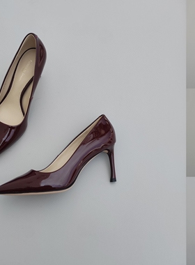 FEDERICA DI DONATO大厂品质7cm跟新款漆皮面羊皮里尖头高跟鞋女