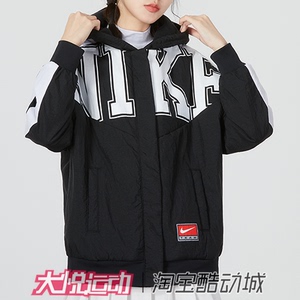 耐克女22冬季新款大logo梭织连帽保暖棉服运动休闲外套DQ6939-010