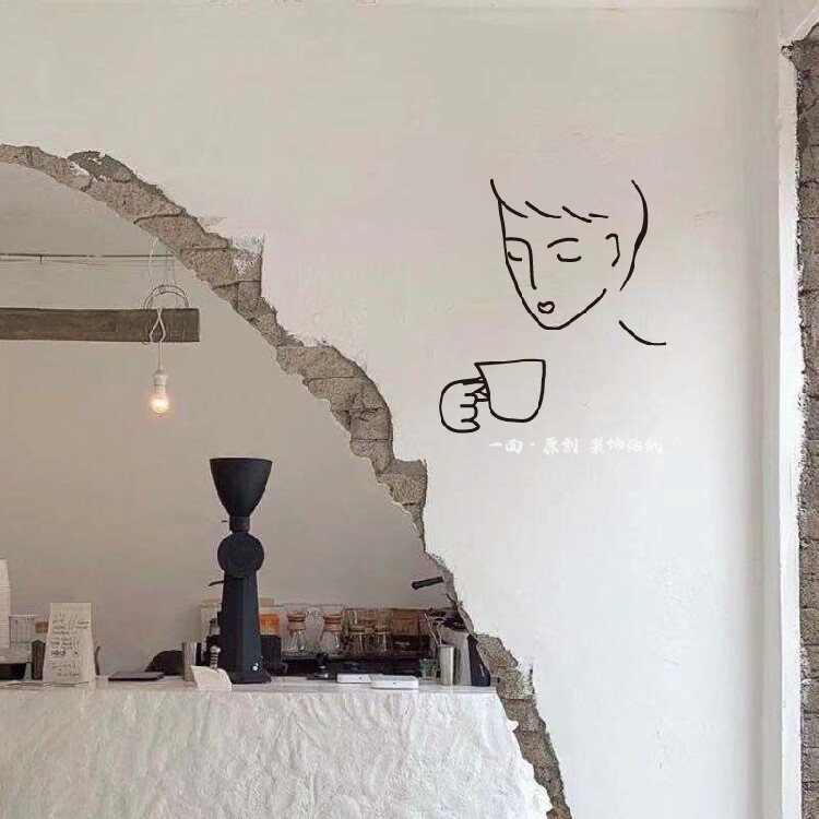 抽象人物餐厅ins文艺风墙贴纸