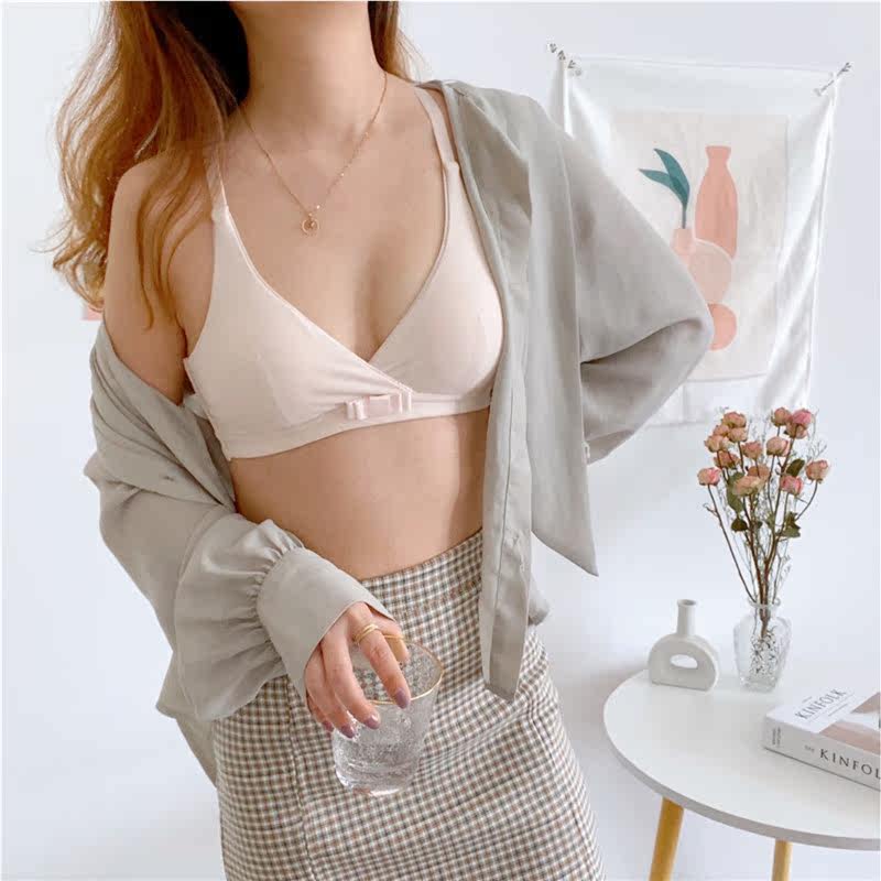 法式少女舒适薄款无钢圈文胸大胸显小三角杯美背内衣（两款入）|ruв категории Нижнее белье, лифчик - от Buy2taobao.com для оказания профессиональной услуги покупки агента Taobao