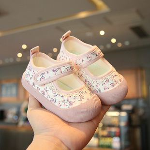 宝宝学步鞋小童鞋方口碎花帆布鞋子女童婴儿鞋子幼儿透气板鞋洋气