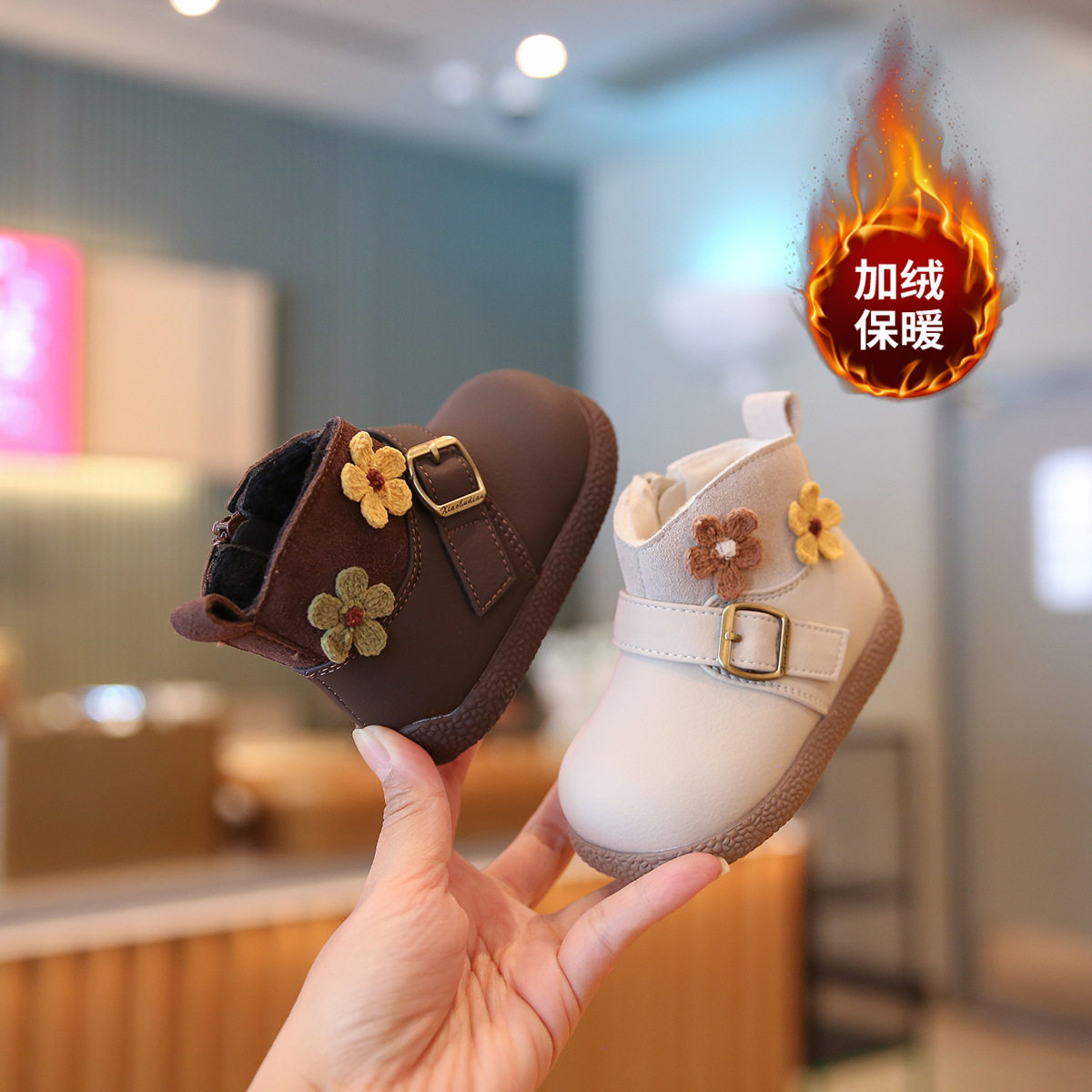 女宝宝皮靴冬季新款软底婴儿鞋子棉鞋加绒女宝学步鞋小童靴子短靴,童鞋/婴儿鞋/亲子鞋,婴儿步前鞋/袜鞋,淘宝优惠券,粉丝福利购,淘宝优惠卷