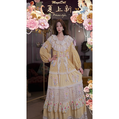 0612直播124洛可可珍藏[矜贵郁金香]重工宽松立裁公主领减龄仙裙