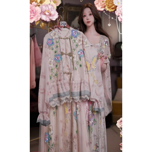 0626直播265高端服饰夏上新新中式重工刺绣上衣半裙2件套80-120