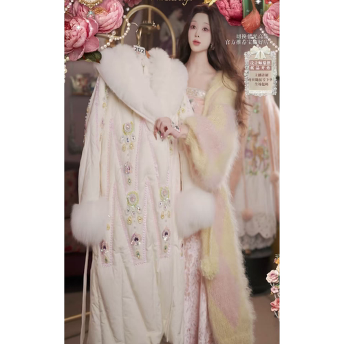 1025直播215高端双11抢先购富家千金狐狸毛刺绣羽绒服80-120