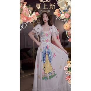 0530直播106洛可可珍藏级[橡树庄园]精致插画艺术飞袖显瘦仙女裙