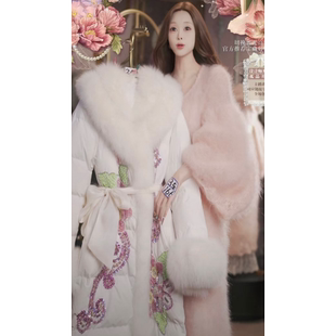 1213直播249高端双12狂欢返场淡雅白繁花颂歌羽绒服80 120