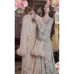 0306直播268高端焕新周新品 120 焕新奶昔白水晶刺绣连衣裙80