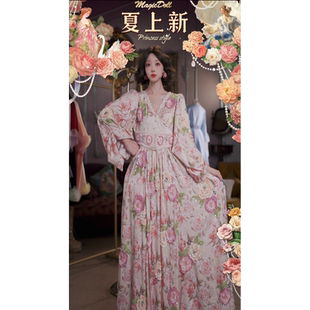 0520直播118洛可可夏日珍藏·花影玫瑰·蕾丝束腰连衣裙