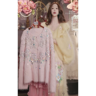 0124直播270高端新年焕新新品水晶刺绣上衣裙子2件套80-120