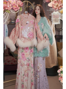 1117直播189高端《洛可可至臻·天鹅牡丹》刺绣外套吊带裙3件套