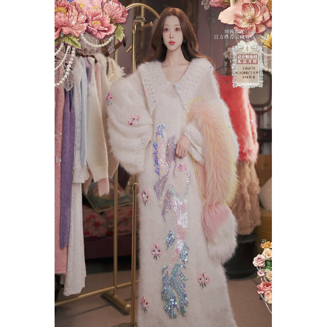 1120直播171至臻进口仙品《许愿美人鱼》羊毛连衣裙皮草围巾4件套,服饰配件/皮带/帽子/围巾,帽子,淘宝优惠券,粉丝福利购,淘宝优惠卷