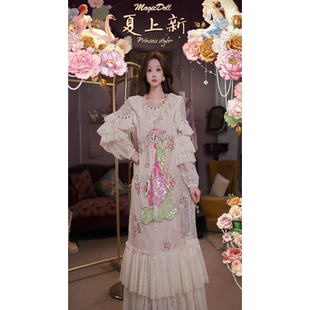 0728直播123洛可可早秋珍藏[绮梦花仙]法式古董蕾丝仙系连衣裙