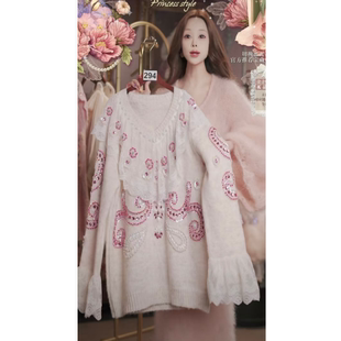 1213直播294高端双12狂欢返场新品 120 温柔白繁花颂歌毛衣80