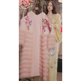 1216直播235高端双旦福利新品 120 仙系粉芍药狐狸毛外套80