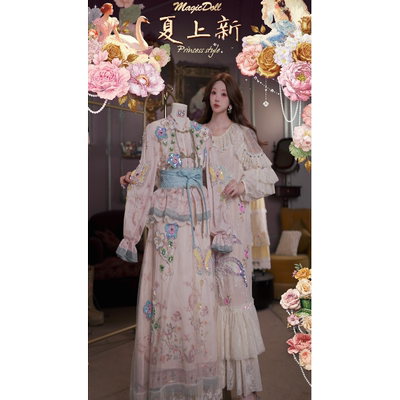 0612直播125洛可可国风[云间蝶梦]东方少女重工刺绣套装3件套