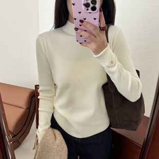 内搭针织衫 冬季 洋气爆款 时尚 上衣 半高领打底毛衣女秋冬2025新款