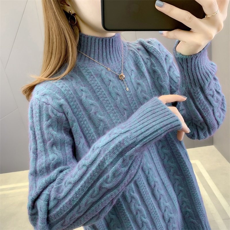 2025秋冬新款半高领针织衫麻花套头女装时尚洋气女装毛衣打底衫,女装/女士精品,毛衣,淘宝优惠券,粉丝福利购,淘宝优惠卷