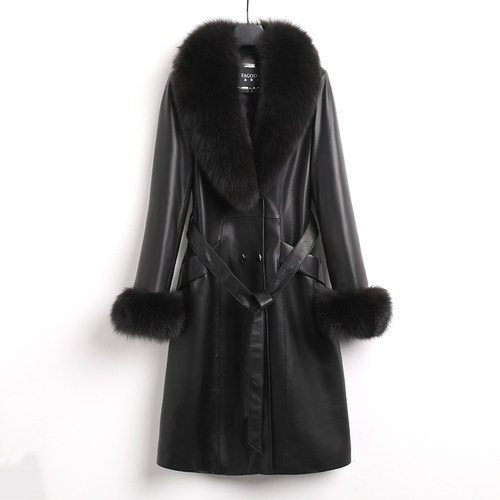 显瘦女真皮羽绒服大码190斤可穿