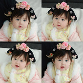 女宝宝发箍宫廷风拍照发饰婴儿汉服头饰女宝公主周岁新年格格头箍