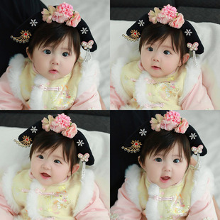 女宝宝发箍宫廷风拍照发饰婴儿汉服头饰女宝公主百天周岁格格头箍
