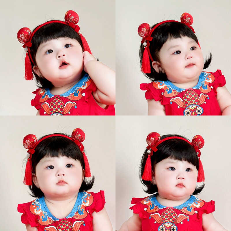 婴幼儿小啾啾发箍女童周岁古风发卡儿童可爱头箍男童哪吒汉服头饰